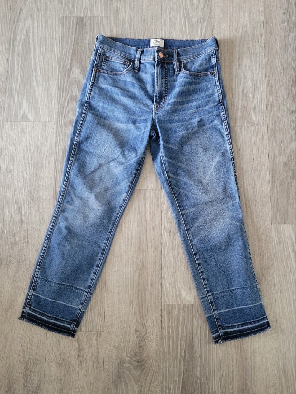 J. Crew Women's Petite Vintage Straight Faded Blue Jeans Capsule Wardrobe 27P